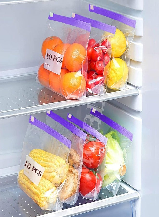 موبديسك أكياس MOBDESK قابلة لإعادة الإغلاق بسحاب - عبوة من 10 أكياس | سحاب محكم الإغلاق، مانع للتسرب، خالٍ من مادة BPA، مثالي للمطبخ وتحضير الطعام، وللاستخدام الخارجي والتنظيم | آمن للاستخدام في المجمد | أكياس متينة وقابلة لإعادة الاستخدام بسحاب (بنفسجي) (T-51) - Image 1